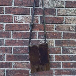 Coach leather fringed purse